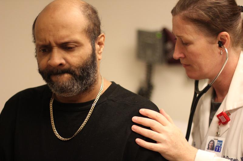 Joseuly Claudio, 53, gets weekly checkups from Nurse Practitioner Mary McDonagh at Mt. Sinai Hospital's PACT clinic.